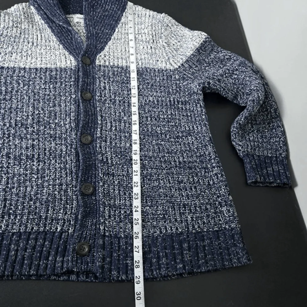 Goodfellow Mens Shawl Button Up Cardigan XL Navy Chunky Knit Preppy Academia